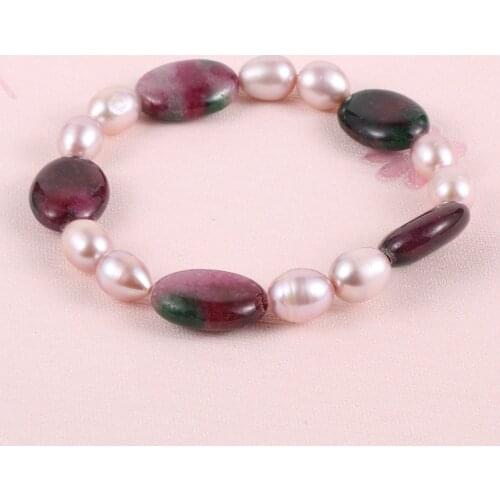 Fashion Design Freshwater Pearls Oval Natural Stone Beads Bracelets For Women Girls White Pink Purple Genuine Pearls Jewelry