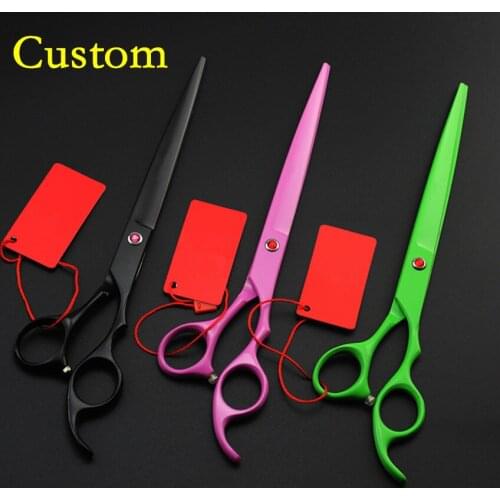 Custom high grade japan 440c 8'' Pet dog grooming hair scissors Animals cutting barber scissor shears tool hairdressing scissors