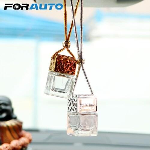 FORAUTO Air Freshener Car Hanging Perfume Empty Glass Bottle For Essential Oils Diffuser Fragrance Car-styling Auto Ornament