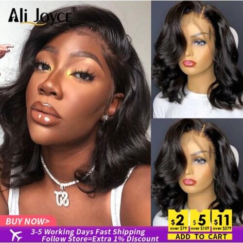 Bob Wavy Wig 13×4 Lace Front Wigs Body Wave For Black Women Short Bob Wig Brazilian Human Hair Wigs Remy Hair Wig Natural Black