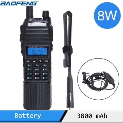 Baofeng UV-82 Plus 8W High Power 3800mAh Battery With DC Connector walkie talkie long range Radio Ham Portable CB Radio