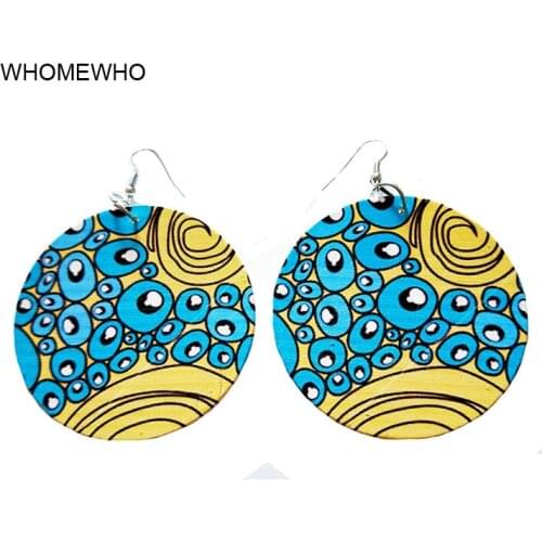 WHOMEWHo 60cm Africa Wood African Sealife Stripe Waves Egyptian Earring Vintage Bohemia Party Jewelry Wooden DIY Ear Accessories