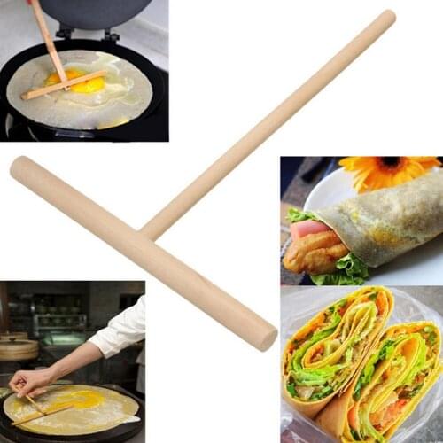 T-shaped Wooden Crepe Maker Pancake Batter Spreader Stick Home Kitchen Tool DIY Pancake Fruit Restaurant Canteen Egg Cracker