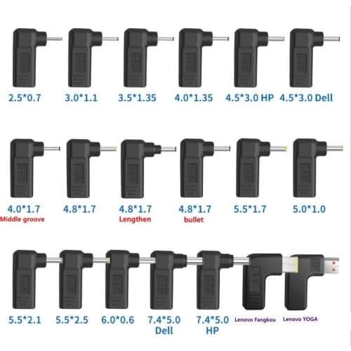 USB Type c to DC PD Power Charging Connector (5.5x2.5, 5.5x2.1,4.8x1.7, 4.0x1.7, 4.0x1.35, 3.5x1.35, 3.0x1.1, 2.5x0.7 Square)