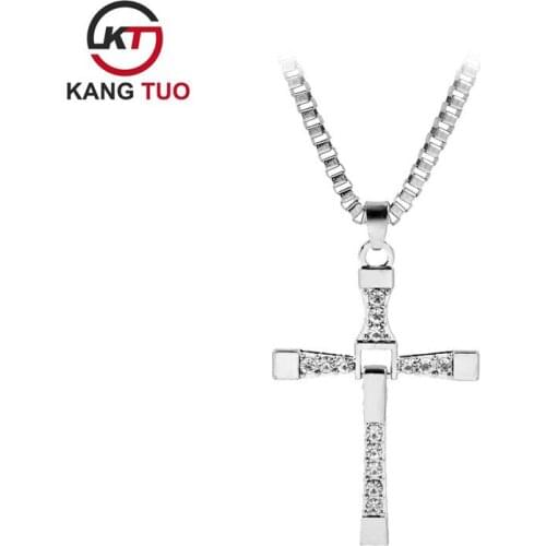 High Quality Men Necklace Fast and Furious Cross Necklace Fashion Long Chain Necklace For Fans Gift