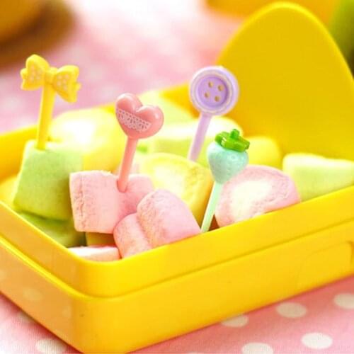 Snack Supplies for Children Heart/Bowknot/Pepper/Button Mix Color Dessert Food Fork 8Pcs/Set Party Decor Mini Fruit Forks
