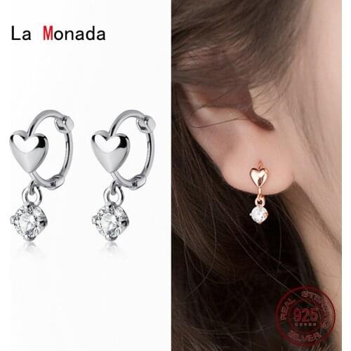 La Monada 925 Sterling Silver Earrings Small Fashion Hoop Earrings For Women Silver 925 Heart Earrings Piercing Jewelry Charm