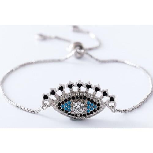 Gold silver Chain micro pave cz Zircon Cubic Zirconia bracelet rope adjusted Macrame Eyelash eye Bangle jth3 Fashion women