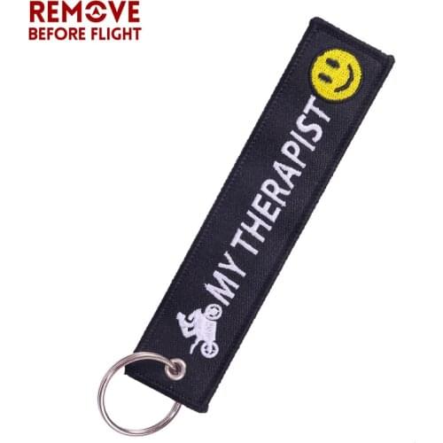 1PC Remove Before Flight Keychain My Therapist Key Chains Embroidery Key Ring for Motor Bikers Gifts Keychain Jewelry llavero