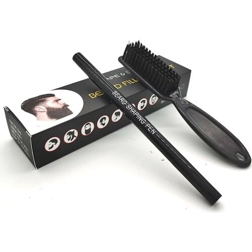 2-in-1 Waterproof Natural Hair Moustache Eyebrow Beard Filler Pen Pencil Sharpen & Define Patchy Beards Long-lasting Black New