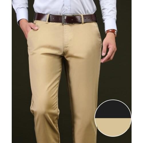 2019 Mens Straight Pants Thin Casual Long Male 98% Cotton Trousers Pants middle waist Soft Comfortable 28-42