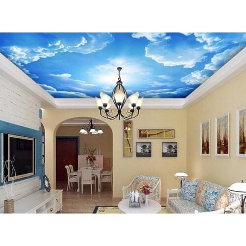 Blue sky and cloud ceiling living room bedroom Custom 3d mural wallpaper European style Home Decoration