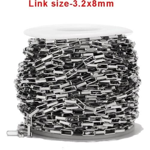 5meters Stainless Steel 3.2x8mm Link Chain Open Hollow Venetian Box Chains DIY jewelry Making Necklaces Bracelets Top Quality