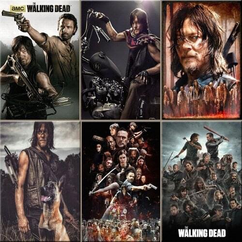 5D DIY Diamond Painting Horror Movie Character Poster Full Diamond Embroidery The Walking Dead Rhinestones Picture Hobbies Gift