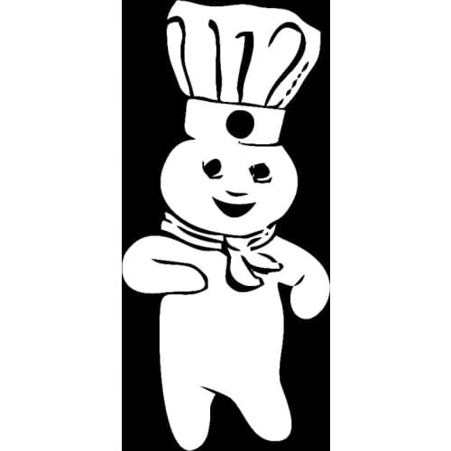 7.1cm*15.4cm Pillsbury Doughboy Cartoon Car-Styling Stickers Decals Black/Silver S3-5041