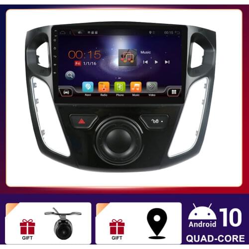 9inch Double 2 Din Car Radio tape recorder For Ford Focus 2012-2017 Quad Core Android 10.0 GPS Aux Wifi Camera SWC