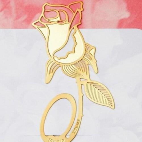DHL Free Shipping 500 Pieces Metal Gold Rose Bookmarks