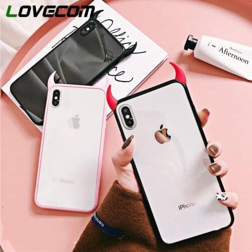 LOVECOM Cute Devil Horn Phone Case For iPhone 12 11 Pro Max 12 Mini XS Max XR X 7 8 6S Plus Soft Acrylic Clear Phone Back Cover