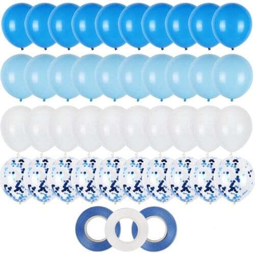 Cyuan 40pcs blue latex balloons set boy birthday party balloons helium confetti balls for birthday baby shower wedding globos