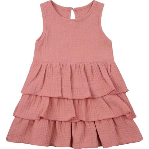 Childrens Girl Pink Sleeveless Princess Dress Vintage Toddler Kids Girls Dress Birthday Wedding Party Dresses