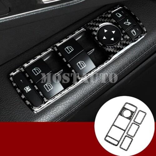 For Benz CLA C117 W117 Carbon Fiber Car Door Window Button Trim Cover 2013-2018 4pcs Car Accessories Interior Car Decor Car Trim