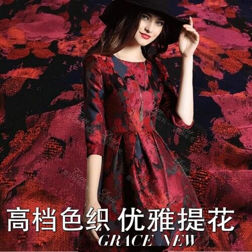 Crisp oil painting elegant flowers jacquard fabric fashion jacquard brocade fabric crisp coat patchwork fabric cloth