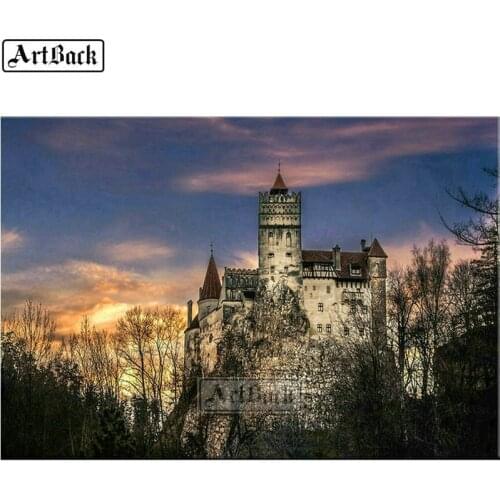 ARTBACK 5d diy diamond painting mountain castle full square cross stitch hope landscape 3d diy diamond art handmade mosaic kit