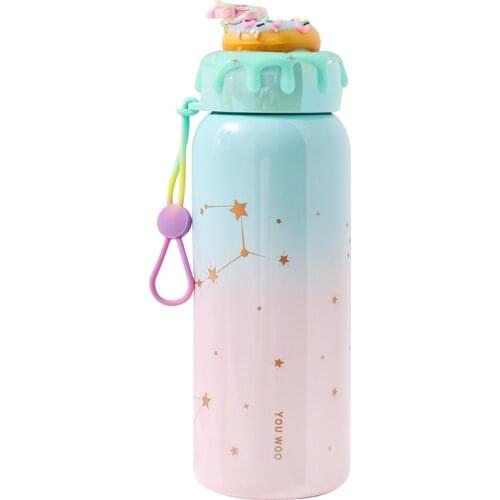 Pastry Vacuum Water Bottle 304 Stainless Steel Gradient Water Cup Creative Cartoon Cute Cup Vacuum Flasks Creative Travel Bottle