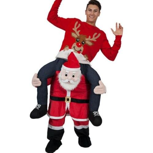 Cosplay Santa Claus Mascot Ride on Shoulder me back cosutme pants dress US Xmas