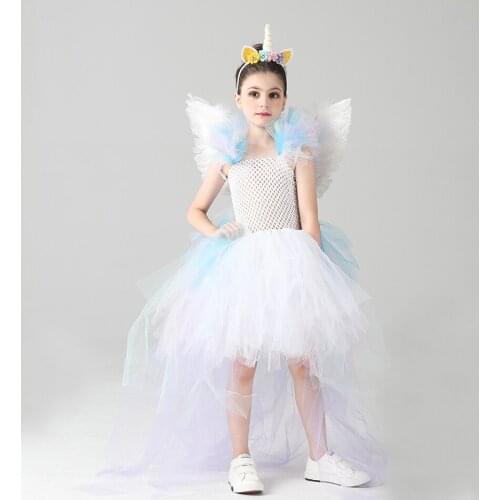 Halloween Costume Dresses For Girls Unicorn Tutu Dress Carnival Disguise Clothes Fancy Masquerade Ball Gown Pony Cosplay Costume