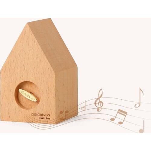 Rooftop Maple Wooden Music Box Movement Creative hand Crank Mechanical Clockwork decoration Crafts gift For Girls