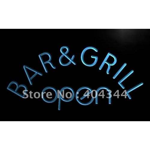 LB815- Bar & Grill OPEN Beer Cafe LED Neon Light Sign home decor crafts