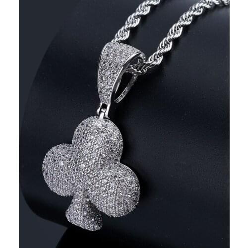 Ice out micro pave zircon poker hip hop pendant AAA cubic zirconia mens fashion charm jewelry pendant gifts