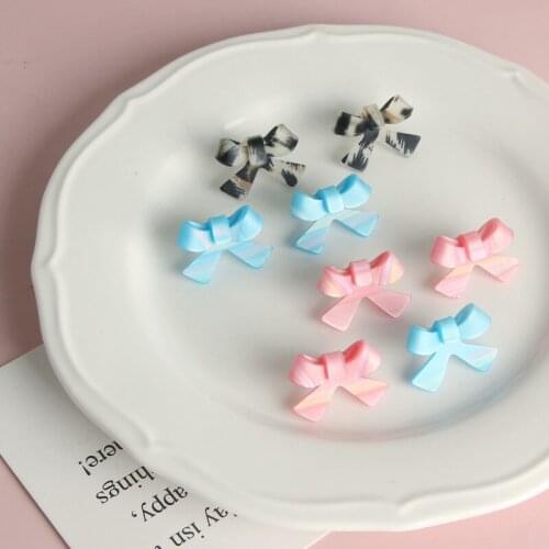 Cute candy mixed color resin with bow DIY handmade earrings earrings nail accessories material