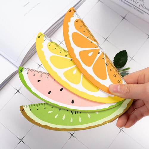 15cm Kawaii Creative Cartoon Fruit Lemon Kiwi Ruler Multifunctional DIY Drawing Tool Student Ruler School Office Supplies