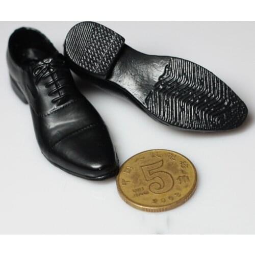 1/6 Scale B001 Soldiers shoes Mens Black Leather Fashion shoes gentleman With Feet leather shoes for 12''Action Figure Body