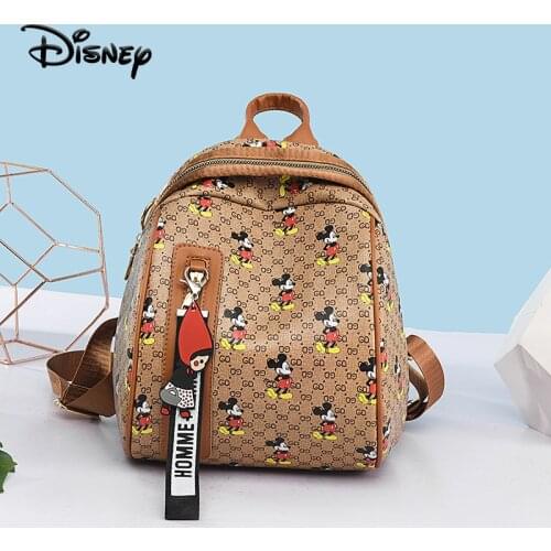 Disney Fashion Mickey Mommy Backpack PU Leather Travel Lady Shoulder Bag Backpack Girl Multifunctional Cartoon High Quality Bag