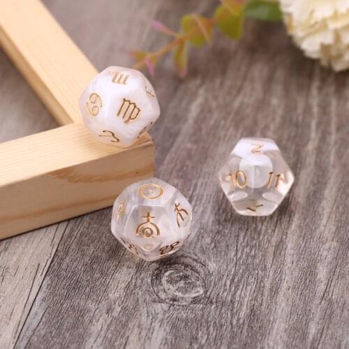 3pcs/set 12-Sided Two-color Bleached Astrological Dices Table Board Role Playing Game for Divination Props 03KA