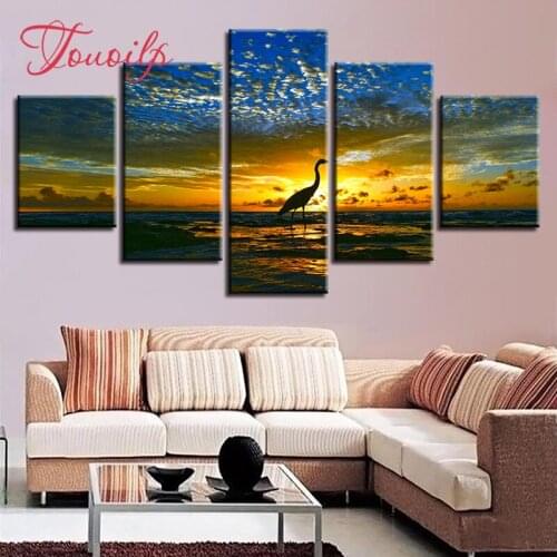 5D DIY Full Square&round 5pcs Animal Sunset flamingo Diamond Painting Combination diamond Embroidery Mosaic Home Decor painting