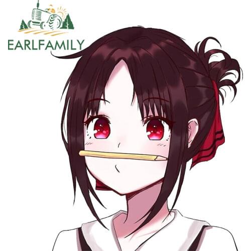 EARLFAMILY 13cm x 11.3cm For Kaguya Sama Love Is War Decal Waterproof Sunscreen Car Sticker Creative Air Conditioner Car Styling