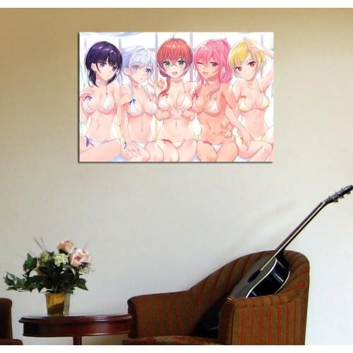 Wall Art Canvas Painting Beach Bikini Girls Pictures Adult Anime Posters and Prints For Living Room Modern Decorations