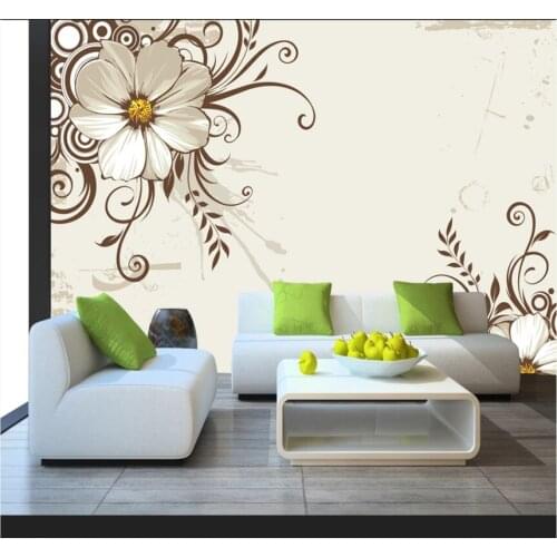 Custom wallpaper mural modern simple black and white flowers TV background wall 8D waterproof wall cloth