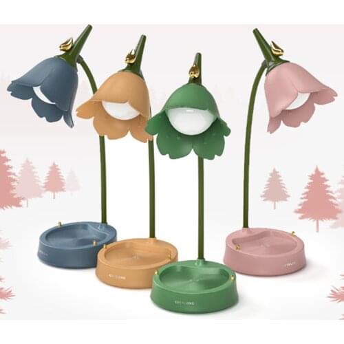 Kids Lamp,Creative Rechargeable Flower Desk Lamp LED Eye Protection Touch Sensor Table Lamp Dimmable Bedside Lamp