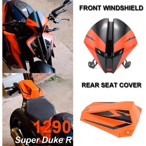NEW Front Windscreen Windshield Airflow Wind Deflector and Rear Seat Cover Fairing Seat Cowl For 1290 Super Duke R 2020 2021