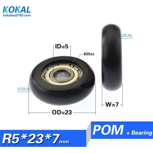 Free Shipping 625zz bearing coated with plastic 5*23*7 white door wheel roller bearing sliding wheel