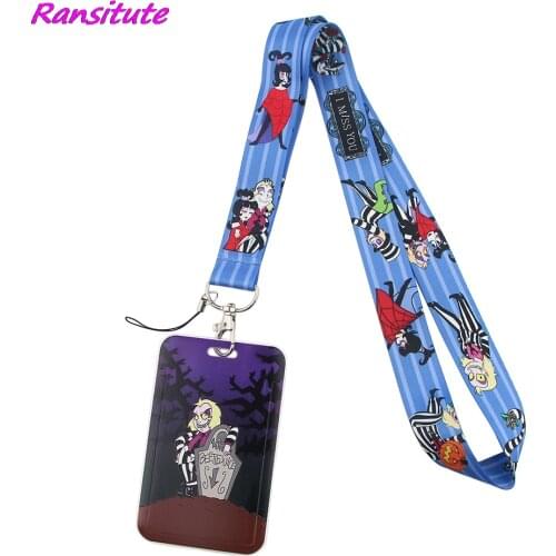 Ransitute R1545 Cartoon Creative Lanyard Card Holder Student Hanging Neck Mobile Phone Lanyard Badge Subway Access Card Holder