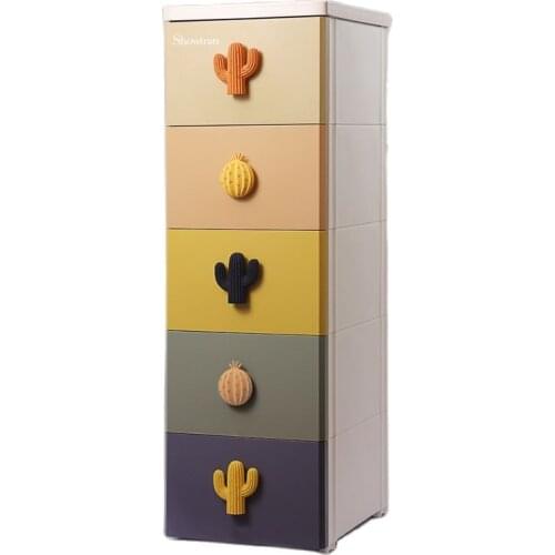 Rainbow Drawer Storage Cabinet makaron Kids Wardrobe Bedroom Cartoon resin Bedside Table Plastic Organizer Drawer