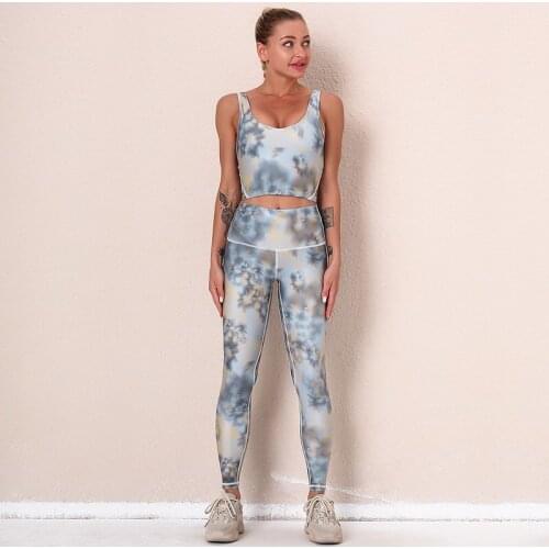 Multiple Colour Autumn And Winter New Yoga Clothes Tie-dye Seamless Sports Bra Hips Slim Pants Yoga Clothing Suit
