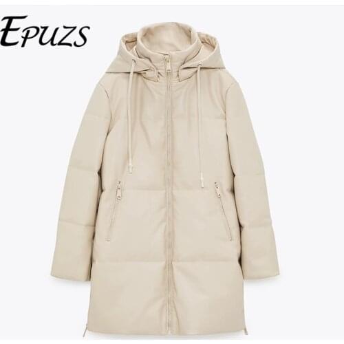 2021 ZA Women Oversize PU Jacket Coat Fashion Warm Long Sleeve Pocket Thick Jacket Coat Famale Ouetear Chic Top EPUZS