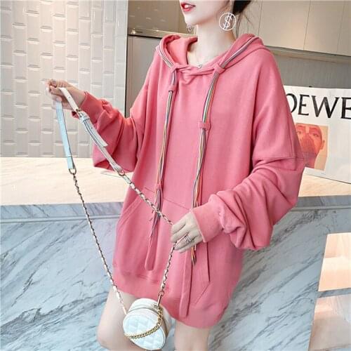 Spring Clothes Large Size Pullovers 2021 Womens Korean Loose Hooded Pullover Sweatshirts Femme Street Style Tops Autumn Fashion